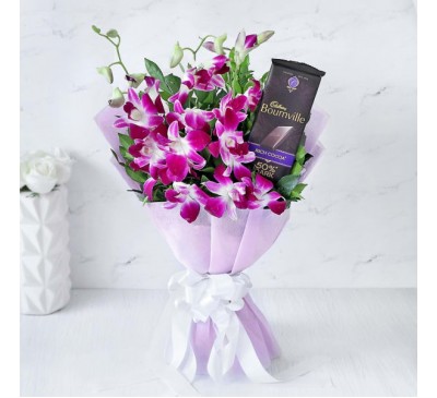 Bouquet of Orchids with Cadbury Bournville