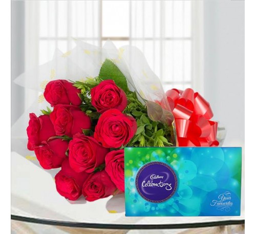Red Roses With Celebration Pack