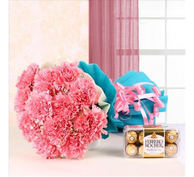 Carnation of Pink With Ferrero Rocher