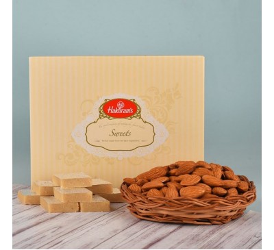 A Kaju Katli Box With Almonds