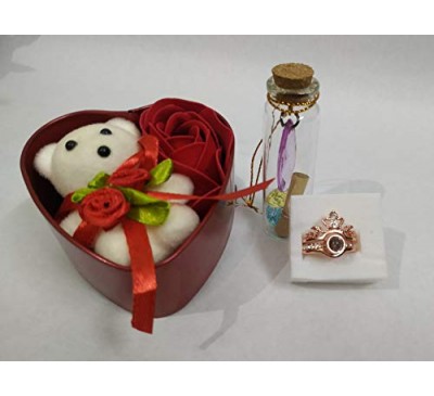 Love Projection Ring With Massage Bottle Heart Shape Box 
