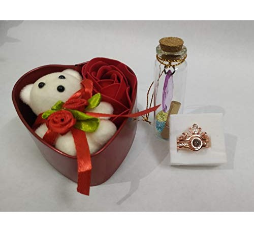 Love Projection Ring With Massage Bottle Heart Shape Box 