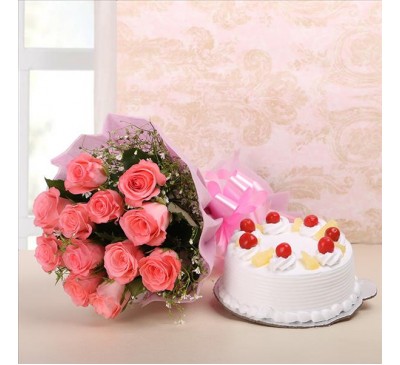 Cherry Pineapple Cake and Roses