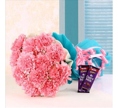 Pink Carnation with Dairy milk 