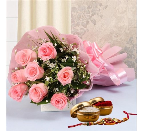 Pink Roses with Rakhi