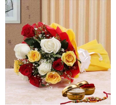 Colored Roses with Rakhi